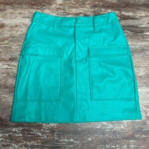 Idem Ditto | NWT Vibrant Teal Mini Skirt Faux Leather Pleather Mod Small